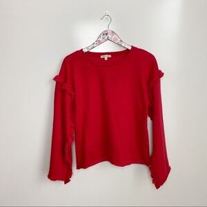 STEVIE HENDER Red Ruffle Sweatshirt! S